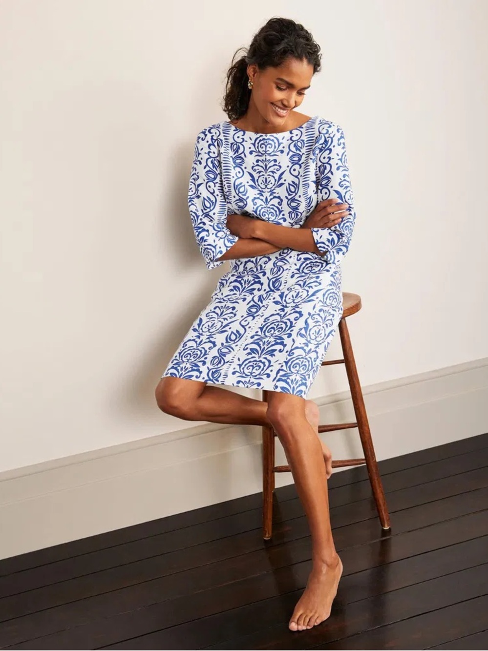 Boden Blue & White Laurie Linen Dress - Picture 2 of 11